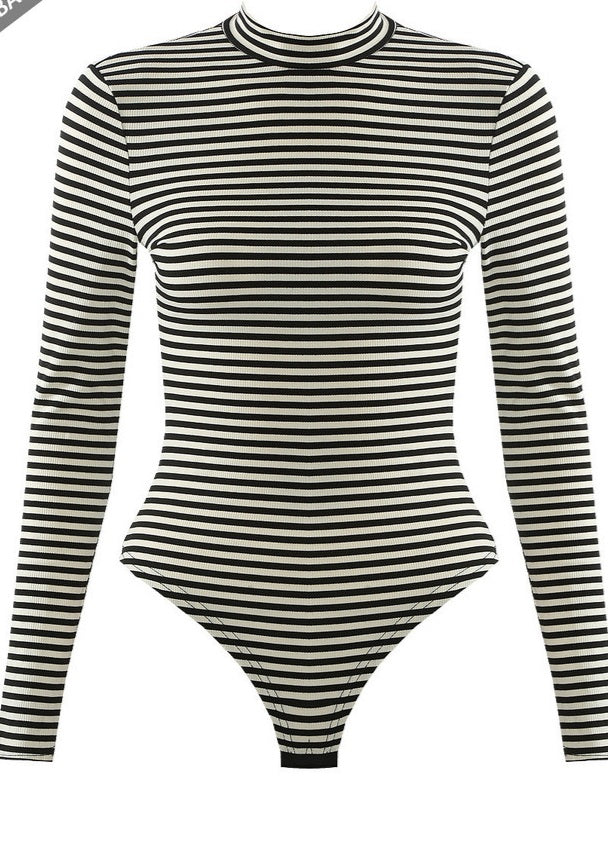 Long Sleeve Striped Bodysuit