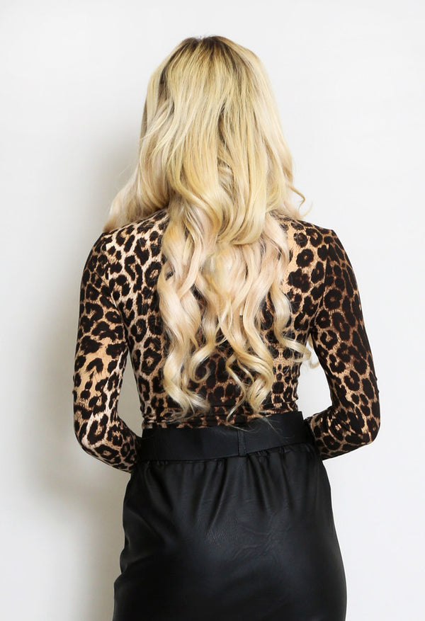 Leopard Print Square Neck Bodysuit