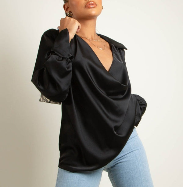 Satin Cowl neck Blouse