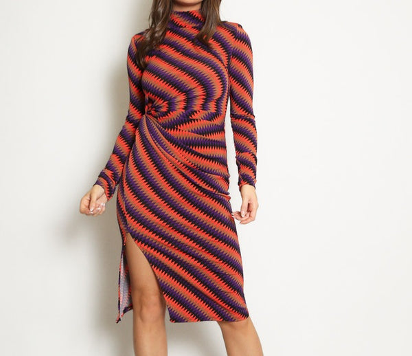 PRINTED MIDI DRESS