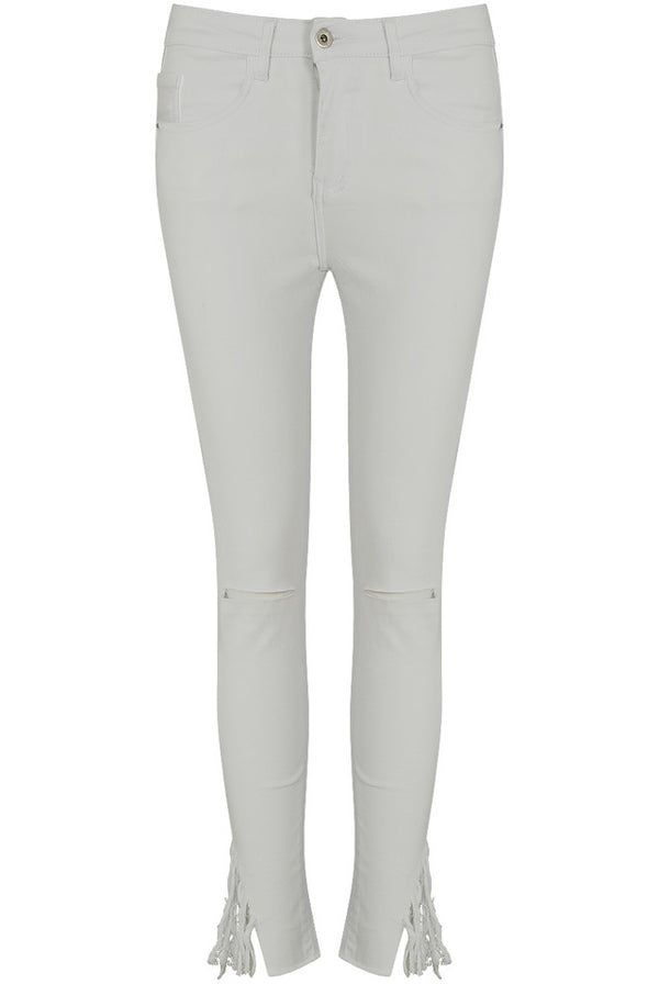 White RAW SHREDDED ANKLES SKINNY jeans