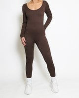 Ribbed Scoop Neck Unitard