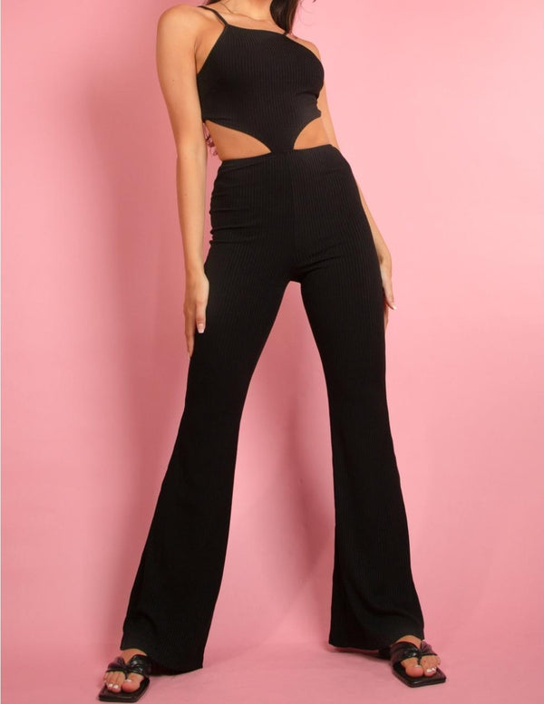 Ribbed Cut Out Jumpsuit