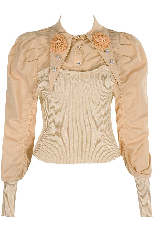 Embellished Shirt With knitted Bodice