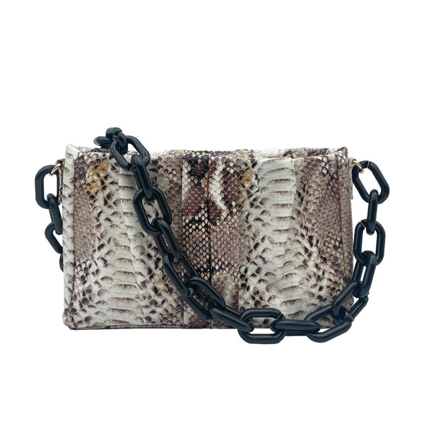 Kaa Snake Print Handbag With Acrylic Strap