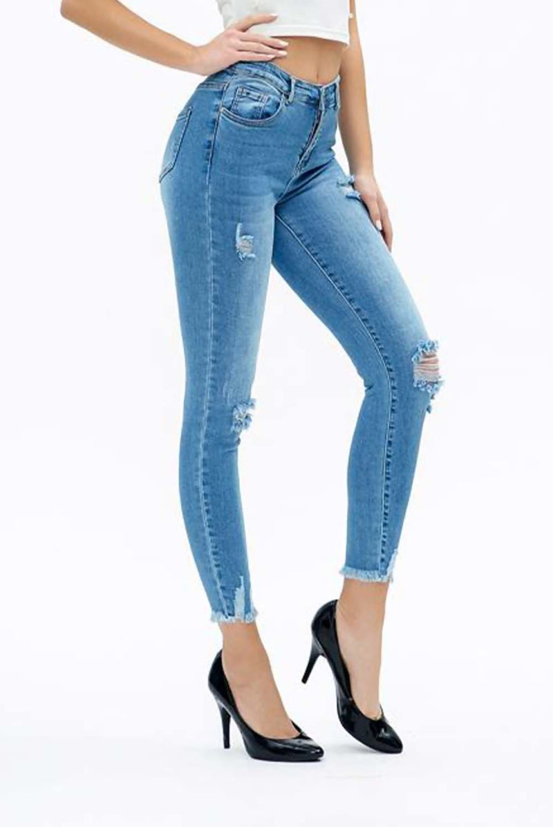 DENIM DISTRESSED WASH SKINNY FIT JEANS