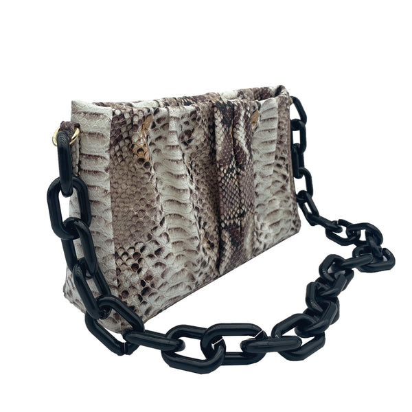 Kaa Snake Print Handbag With Acrylic Strap