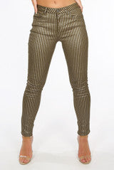 Glitter Stripes Denim Skinny Jeans