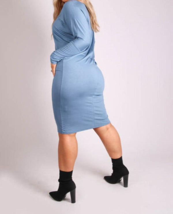 V NECK TUNIC DRESS (CURVACEOUS)