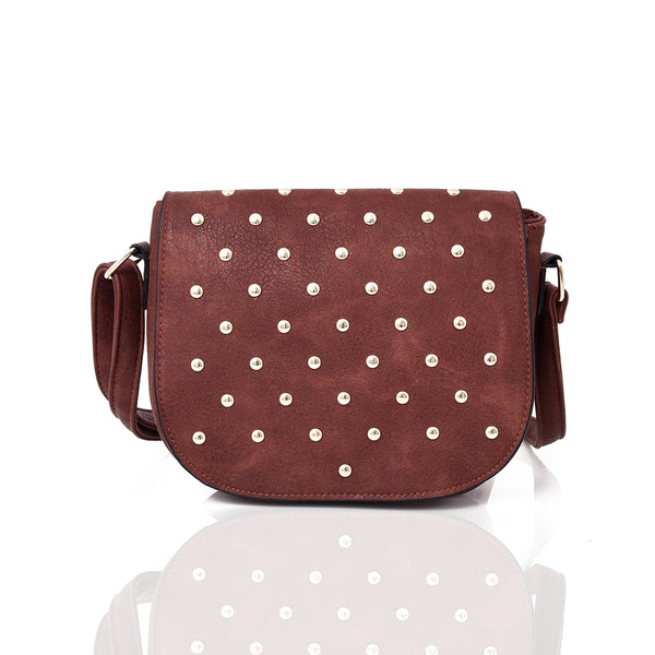 Jamie Leather Metal Studs Cross Body Bag