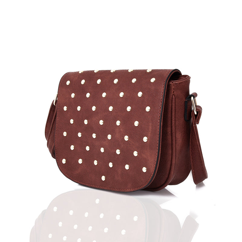 Jamie Leather Metal Studs Cross Body Bag