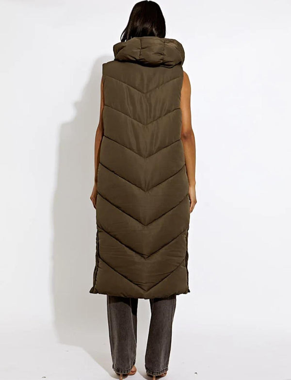 Hooded Longline Padded Gilet