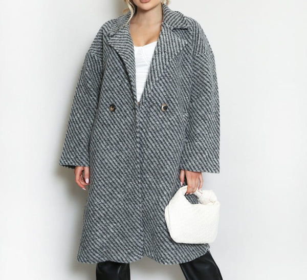 Stripe Wool Longline Coat